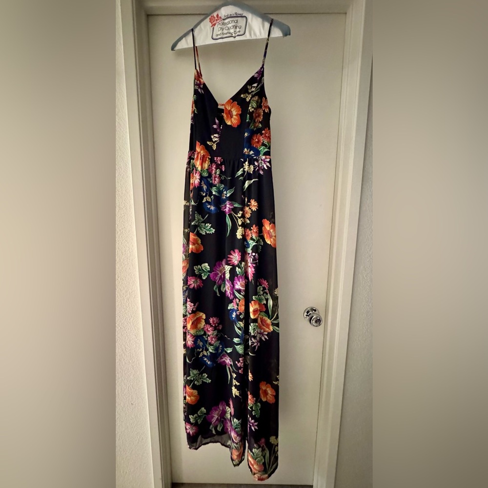 Express Floral Maxi Dress - Black and Multicolor
